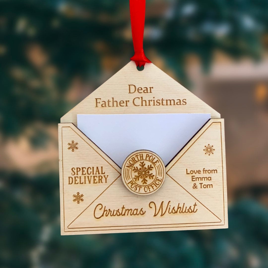 Santa Letter Holder, Father Christmas Wish List, Tree Decoration, Keepsake, 3D Holder