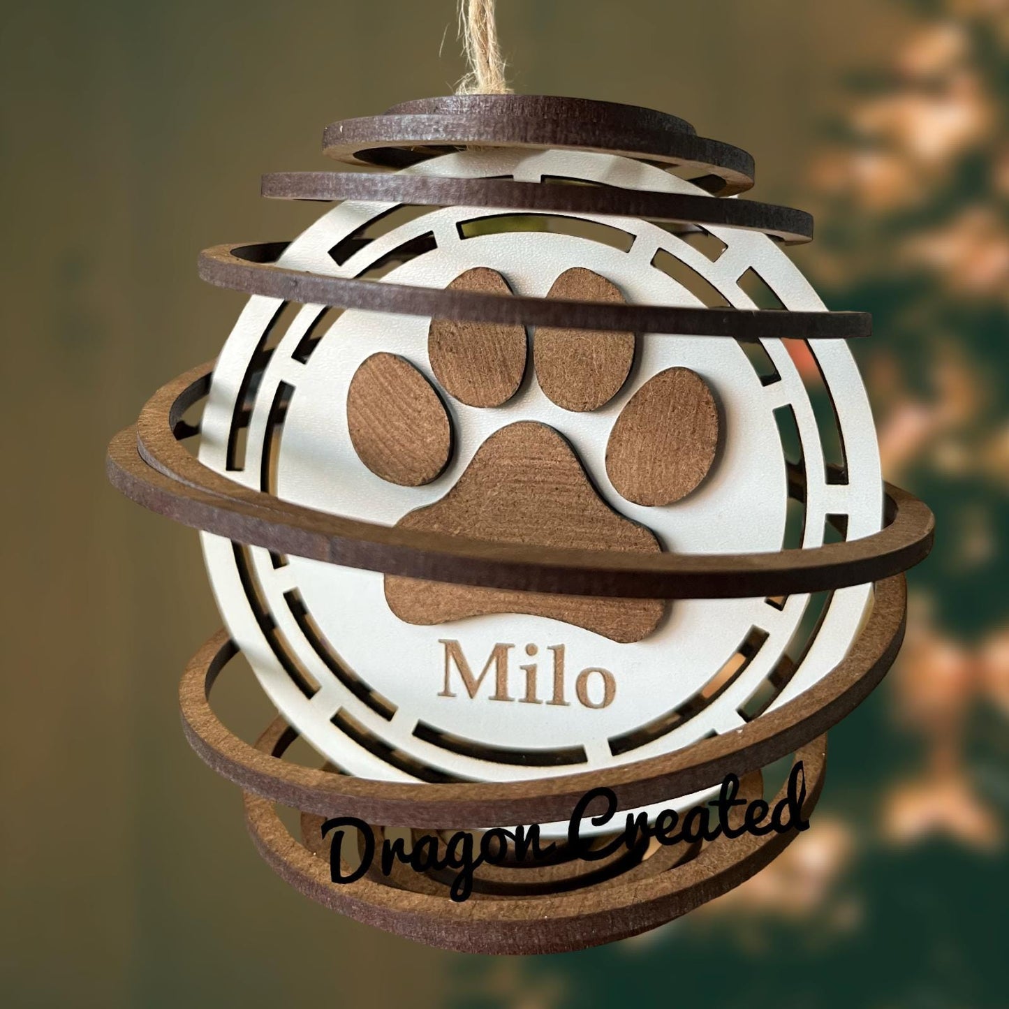 Personalised Dog Christmas Ornament: Engraved Wooden Pet Bauble Tree Decoration