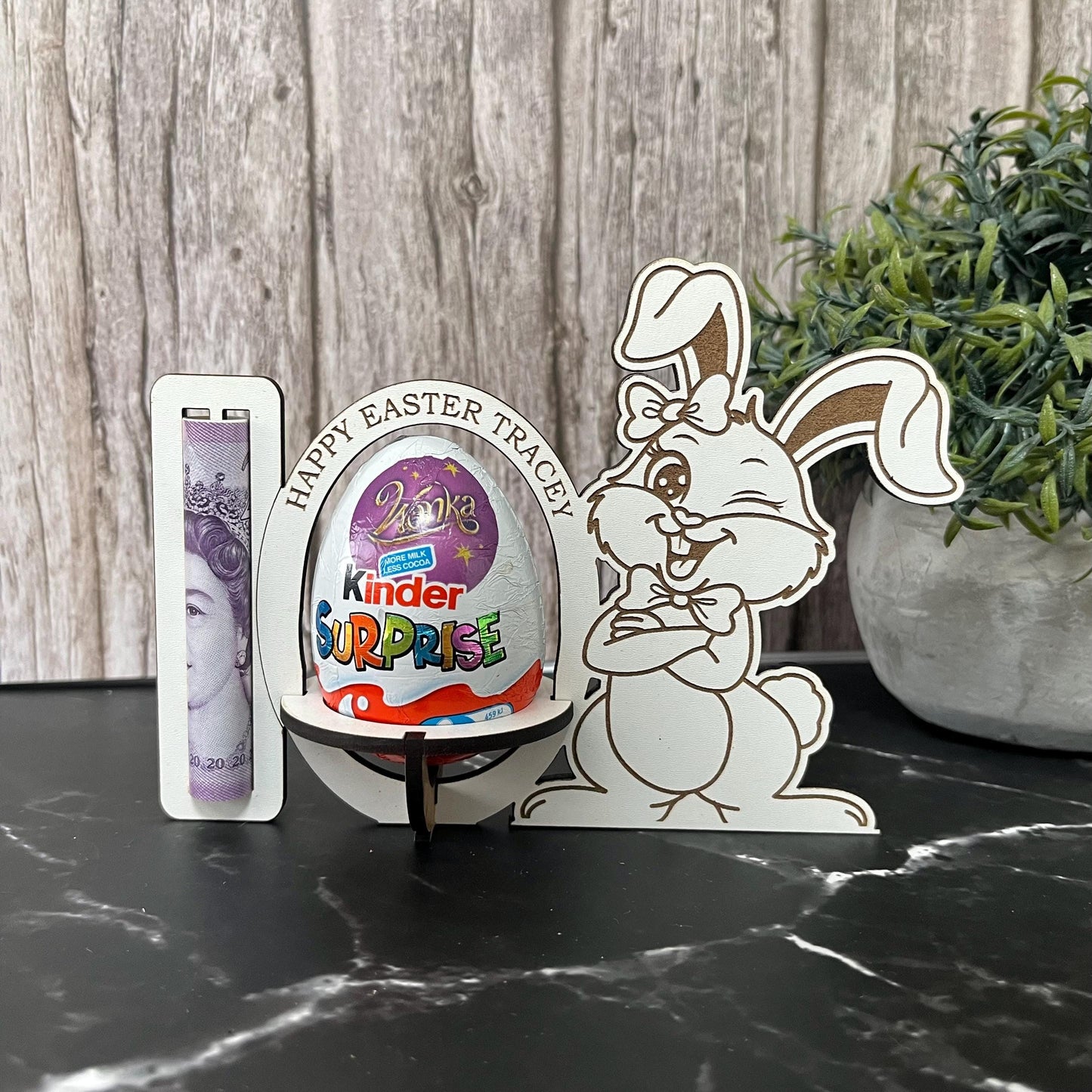 Easter Chocolate And Money Holder: Personalised Easter Envelope, Chocolate Table Stand, Cash Gift