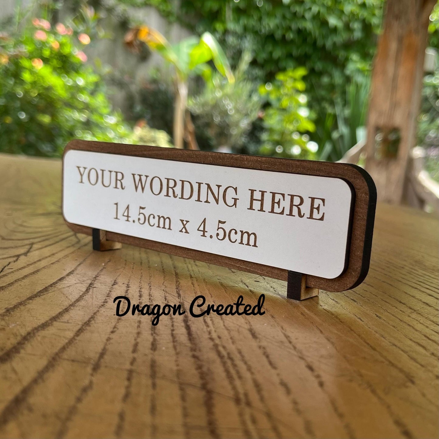 Personalized Engraved Wooden Desk Sign - Custom Quote