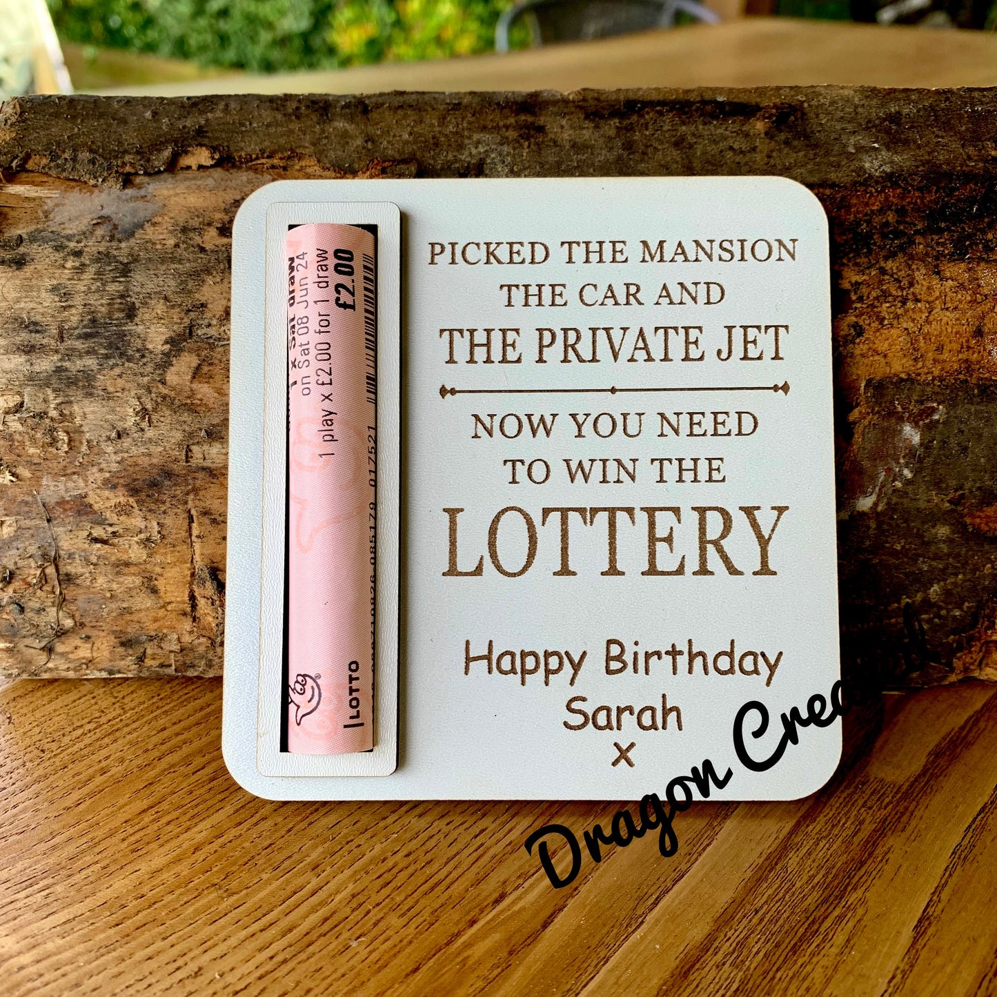 Personalized Wooden Lottery Ticket Holder: Fun Gift Envelope