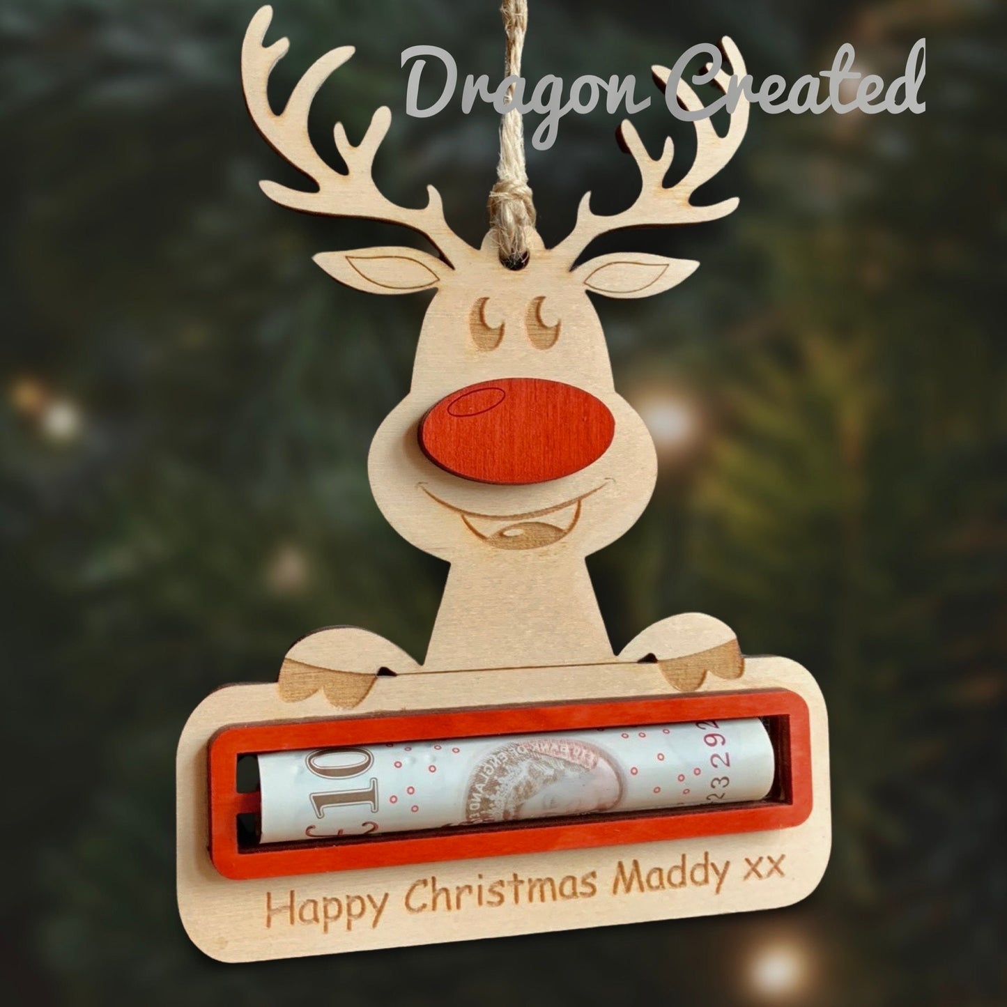 Reindeer Money Envelope , Money Holder Christmas Decorations, Cash Gift, Personalised Money Christmas Tree Decoration,