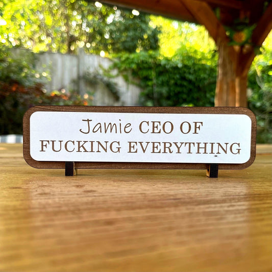 Funny Personalised Work Desk Sign, Name Plate Sign, I Am A Fucking Professional , Office Wooden Plaque