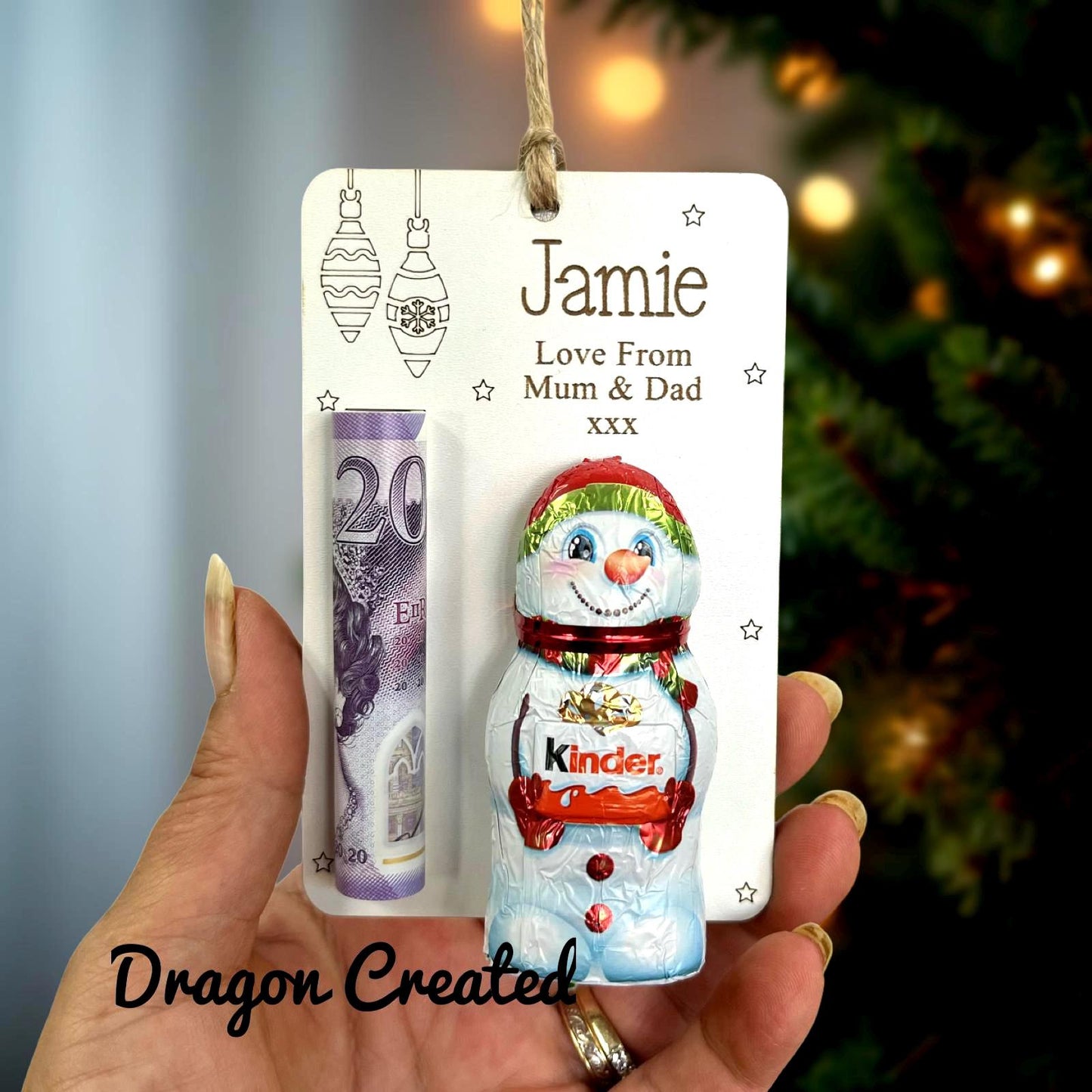 Christmas Money & Chocolate Envelope - Tree Ornament, Money Holder, Lindor Bear, Kinder Snowman