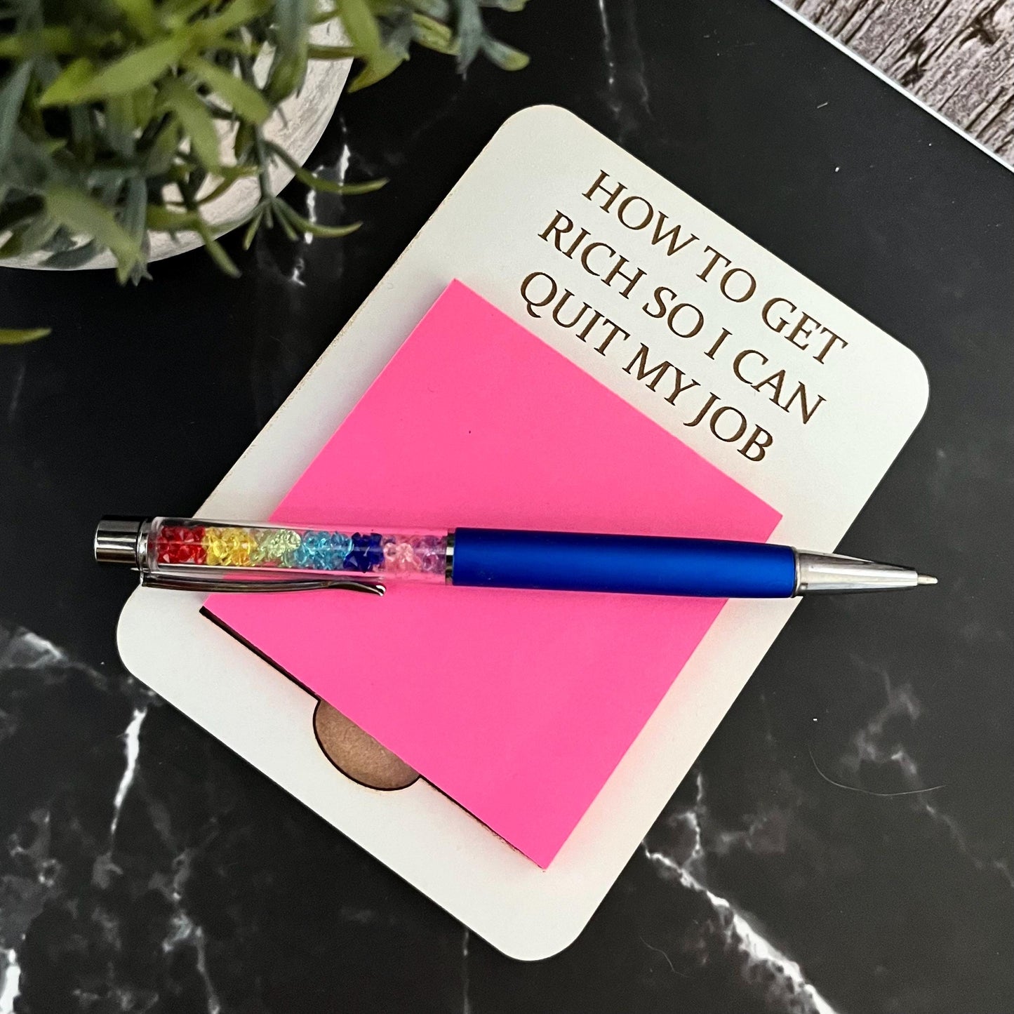 Office Note Pad, Wooden Post-It Note Holder: Funny Desk Organizer