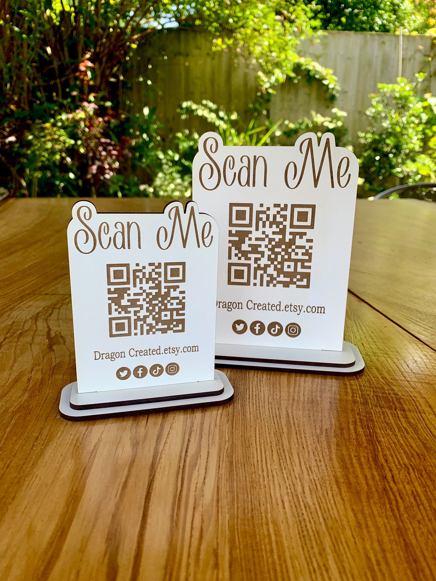Personalised QR Code Display Stand: Social Media Advertising Sign, Craft Fair Display
