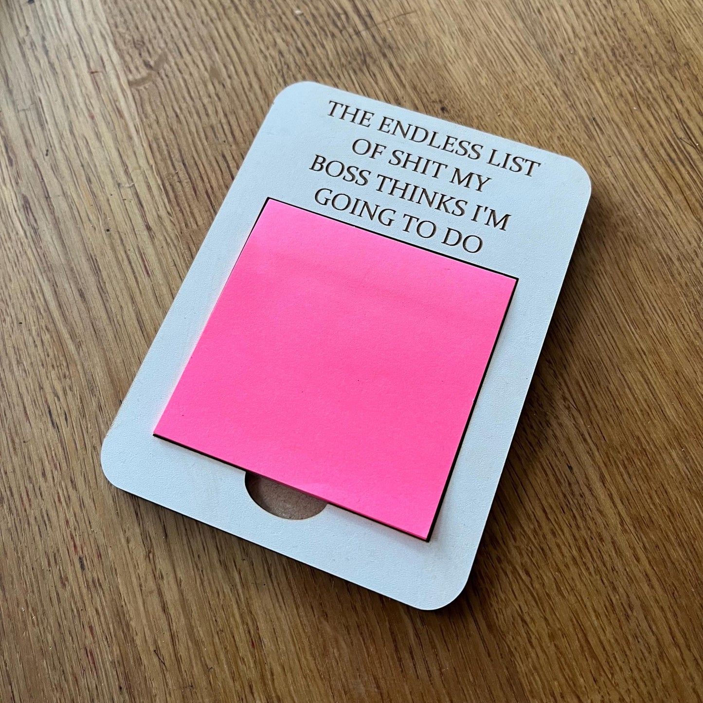 Funny Engraved Post-It Note Holder: Sarcastic Desk Organizer