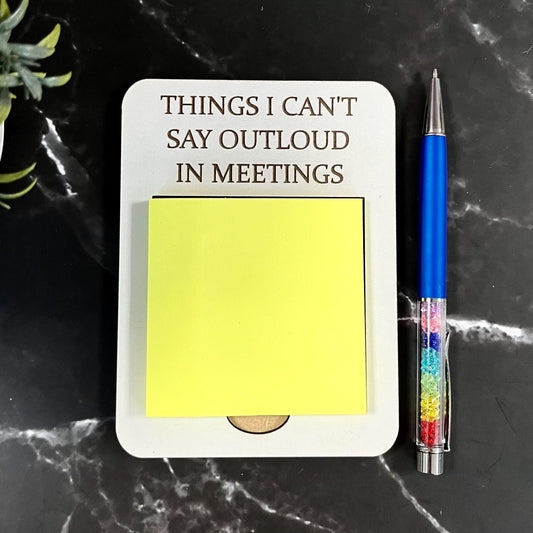 Funny Sarcastic Engraved Wooden Sticky Note Holder: Office Desk Organizer, Note Pad