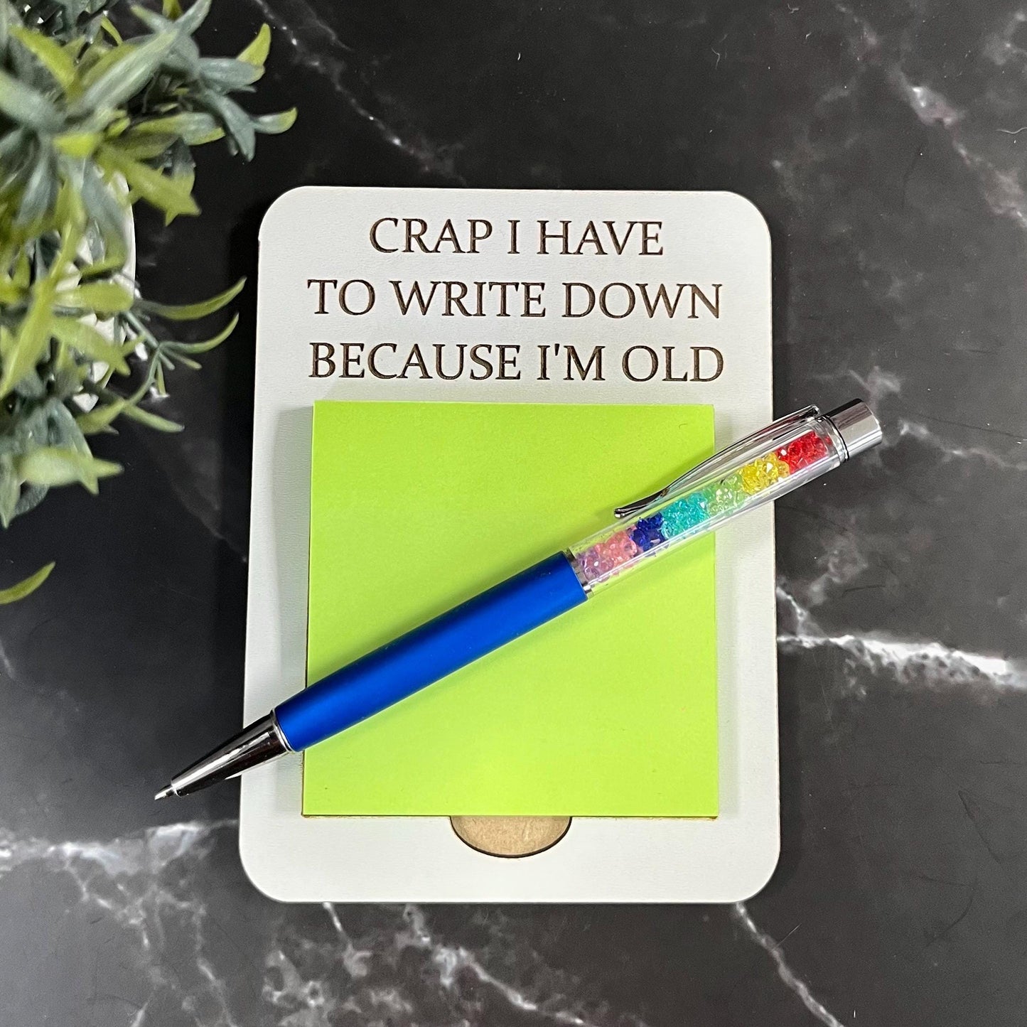 Funny Engraved Post-It Note Holder: Sarcastic Desk Organizer, Note Pad