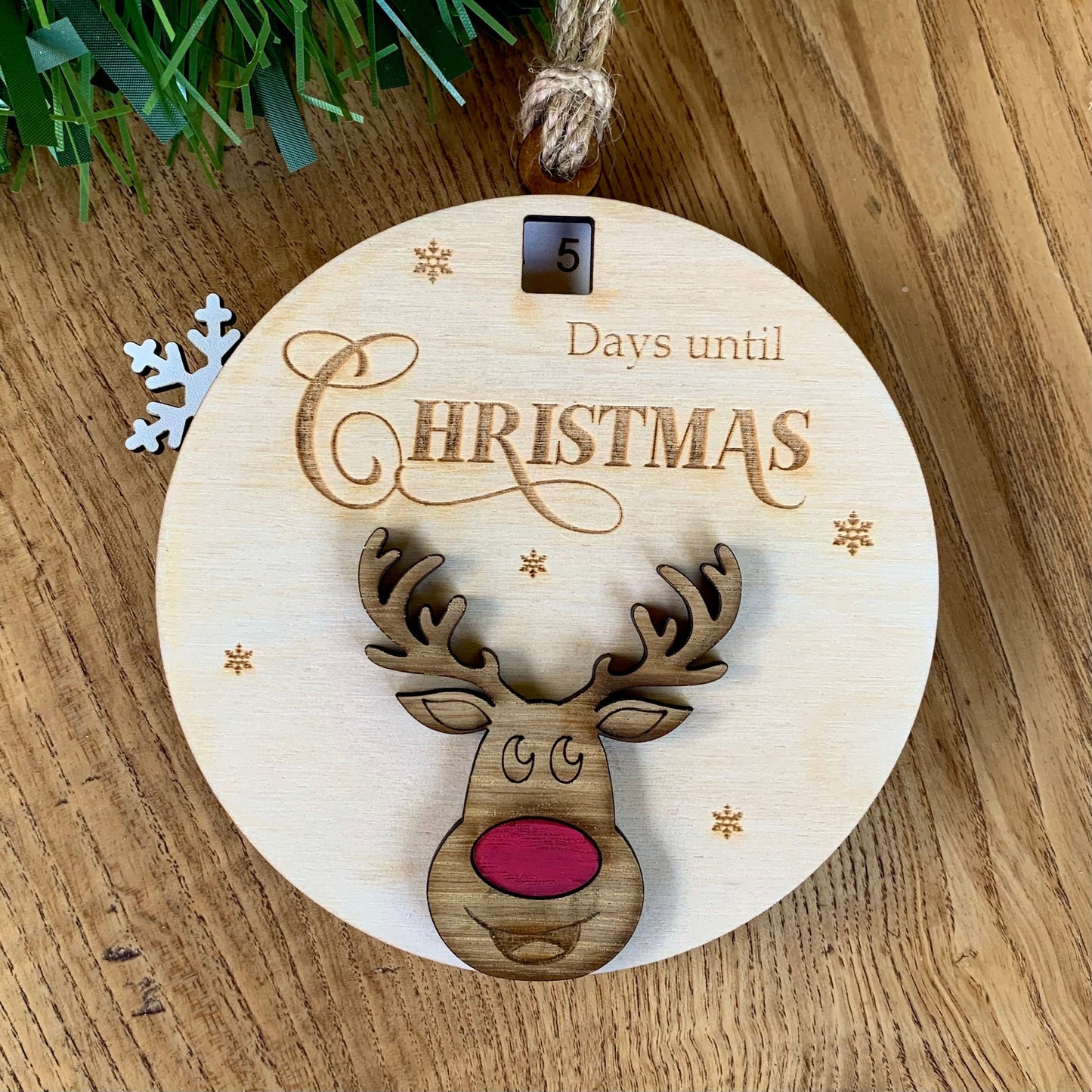 Christmas Countdown, Sliding Wooden Advent Calendar, Reindeer Reusable Xmas Calendar Personalised
