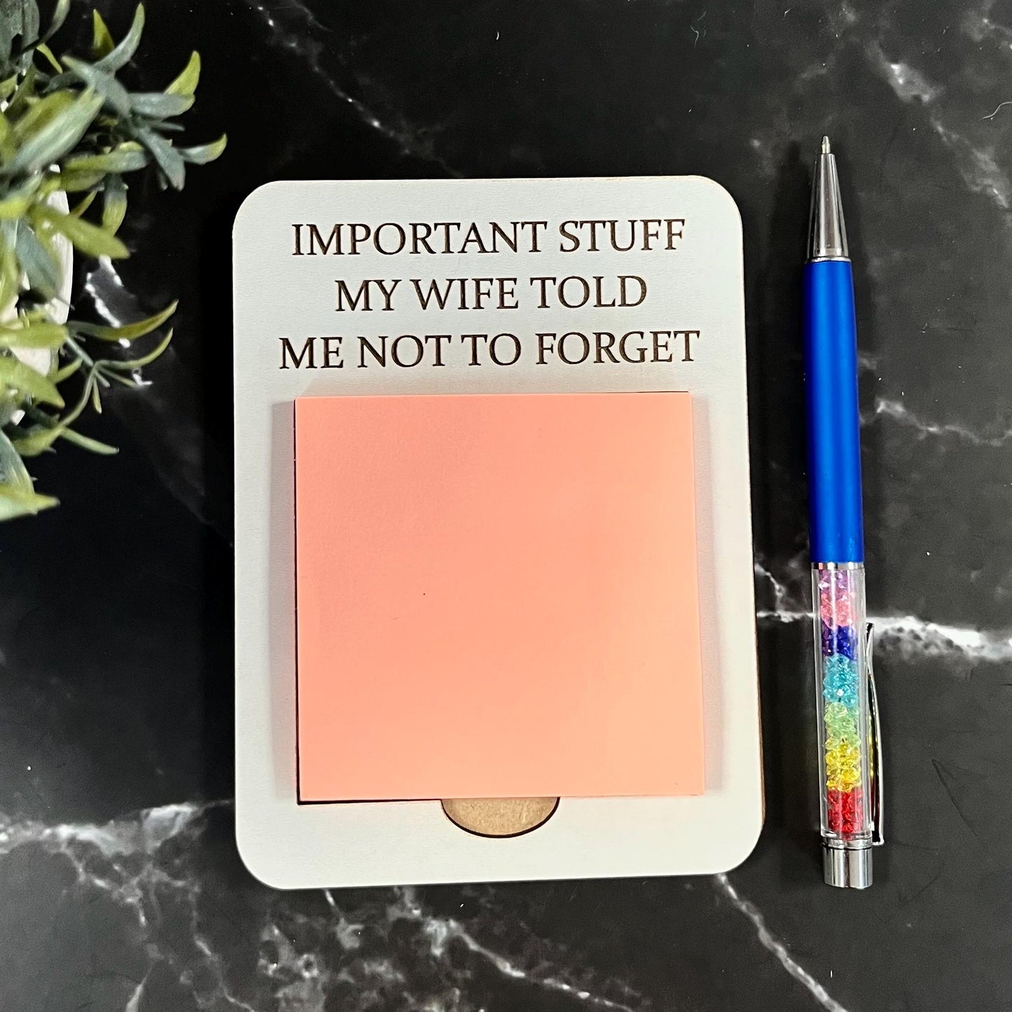 Funny Engraved Post-It Note Holder: Sarcastic Desk Organizer, Note Pad