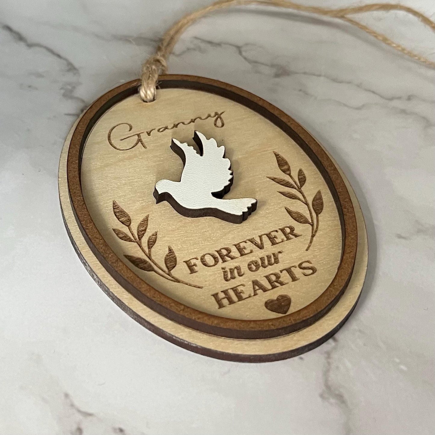 Personalised Memorial Ornament: Engraved Birch Wood Remembrance Bauble, Loved One, Christmas Decoration