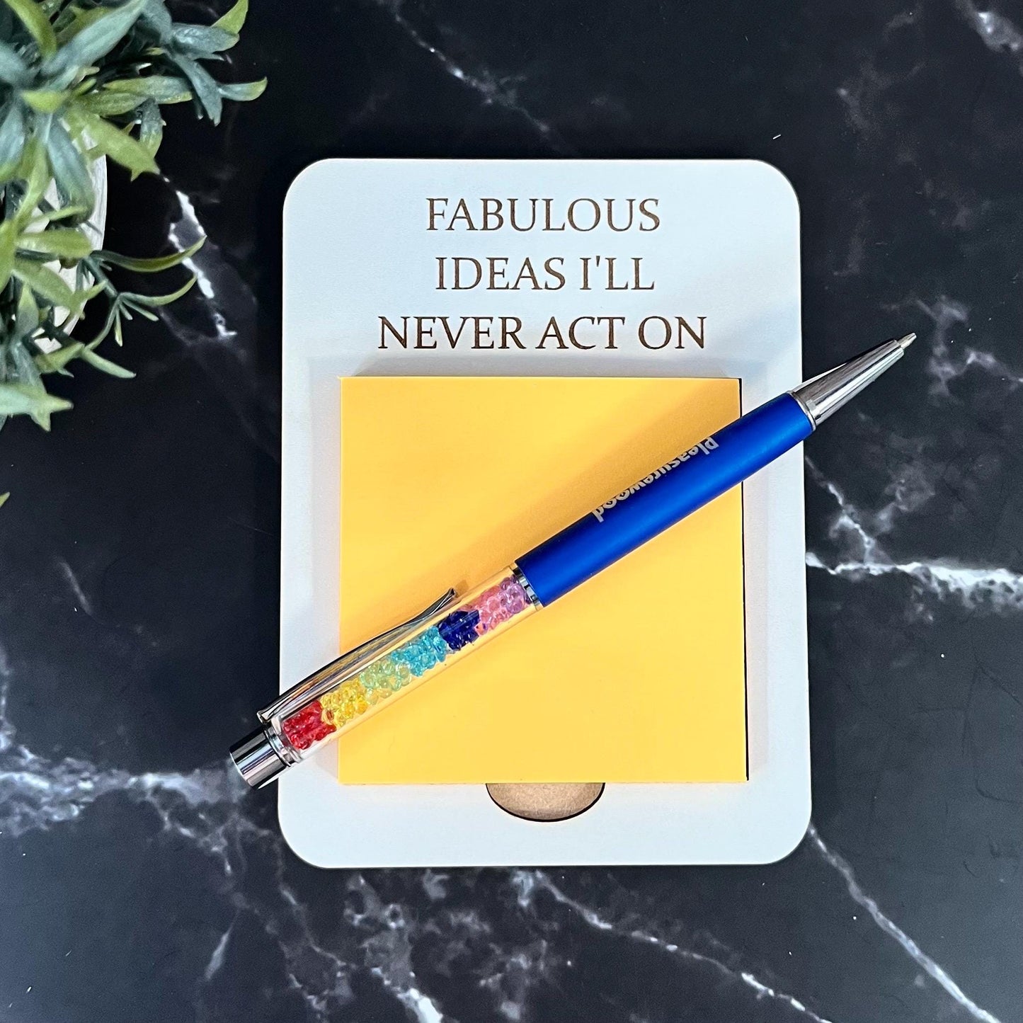Engraved Wooden Post-It Note Holder: Sarcastic Desk Organizer