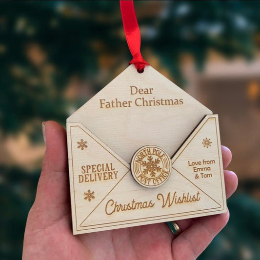 Santa Letter Holder, Father Christmas Wish List, Tree Decoration, Keepsake, 3D Holder