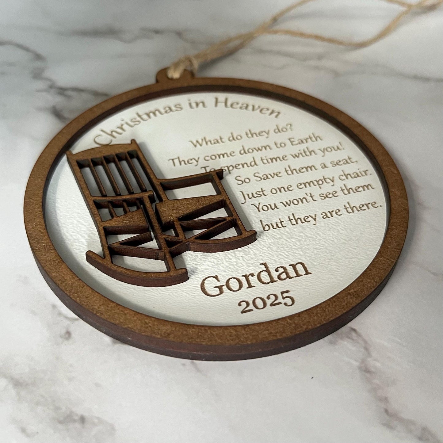 Memorial Ornament: Engraved Personalised Wood Remembrance Bauble, Loved One, Christmas In Heaven Tree Bauble