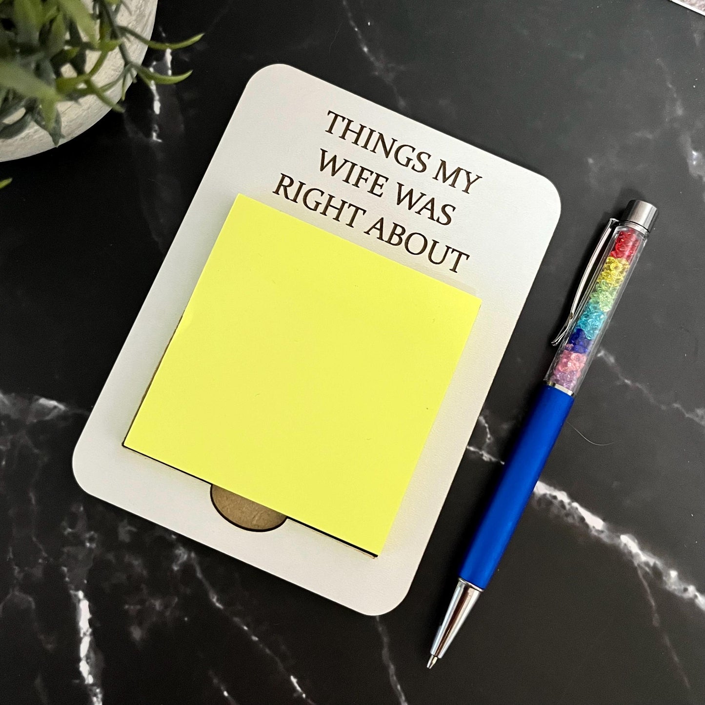Funny Engraved Post-It Note Holder: Sarcastic Desk Organizer, Office Note Pad