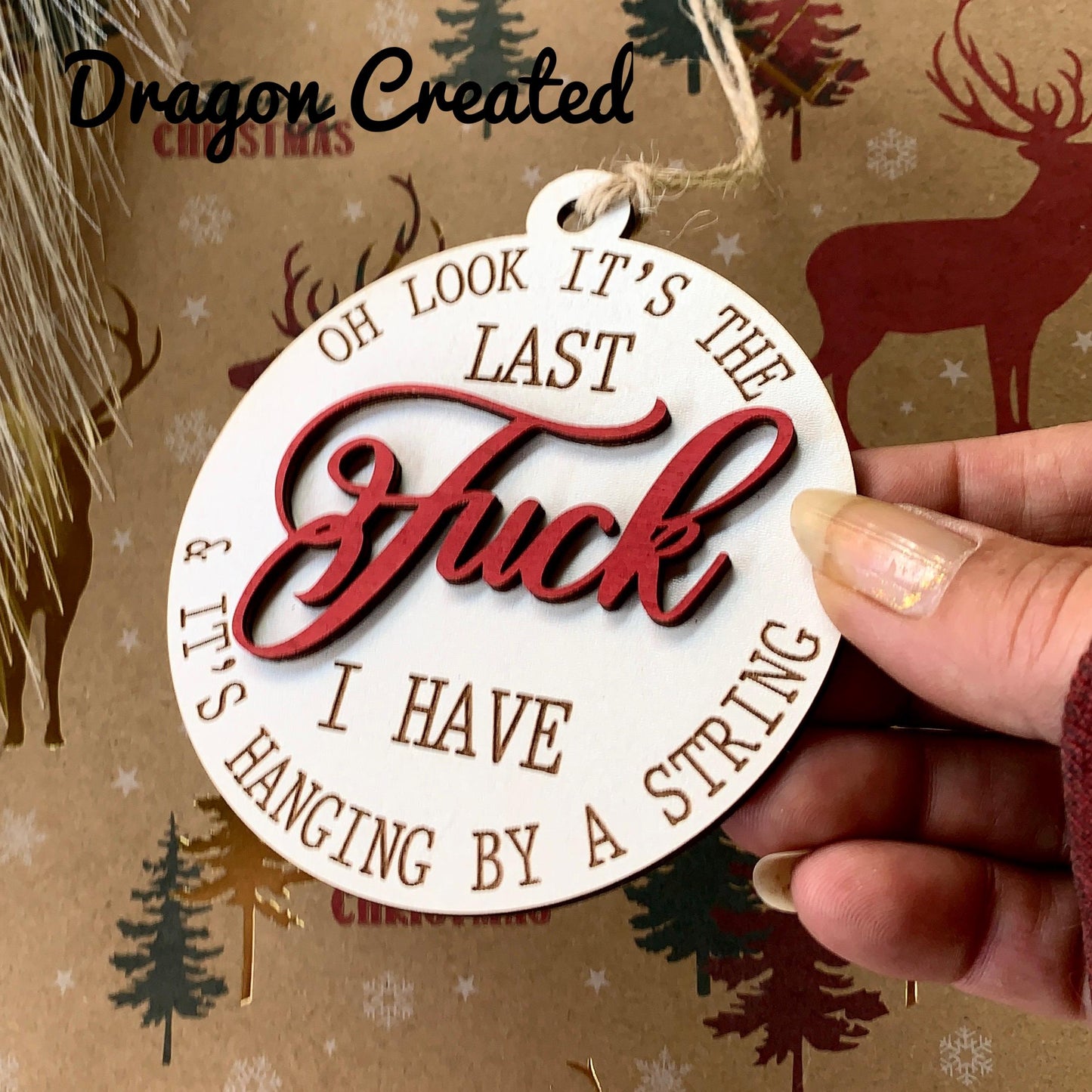 Funny Swear Word Christmas Ornament: Rude Secret Santa Gift, Last Fuck Tree Decoration