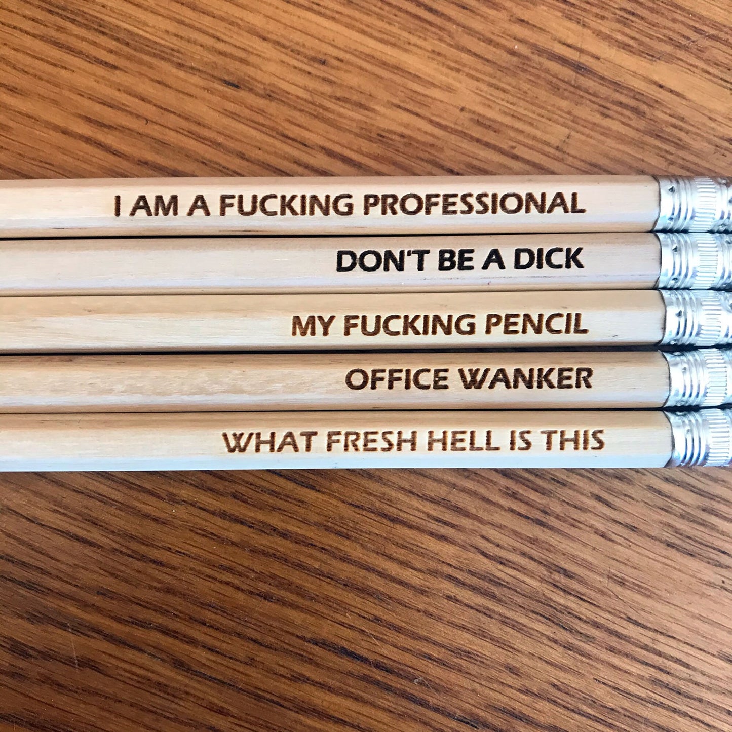 Engraved Swear Word Pencils: Funny Adult Novelty Gift, Set of 5