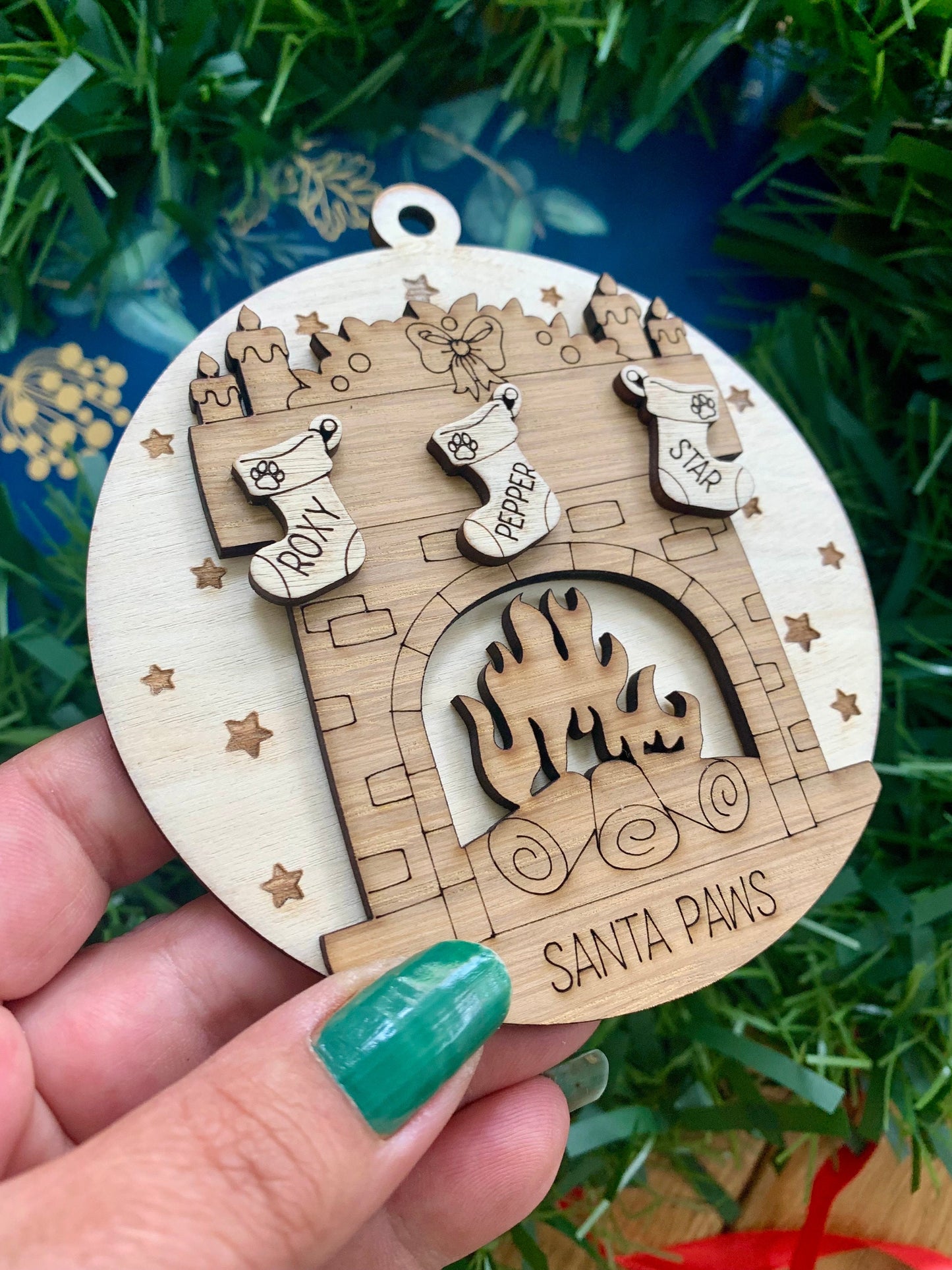 Personalised Pet Christmas Ornament: Family Tree Bauble, Up to 6 Stockings