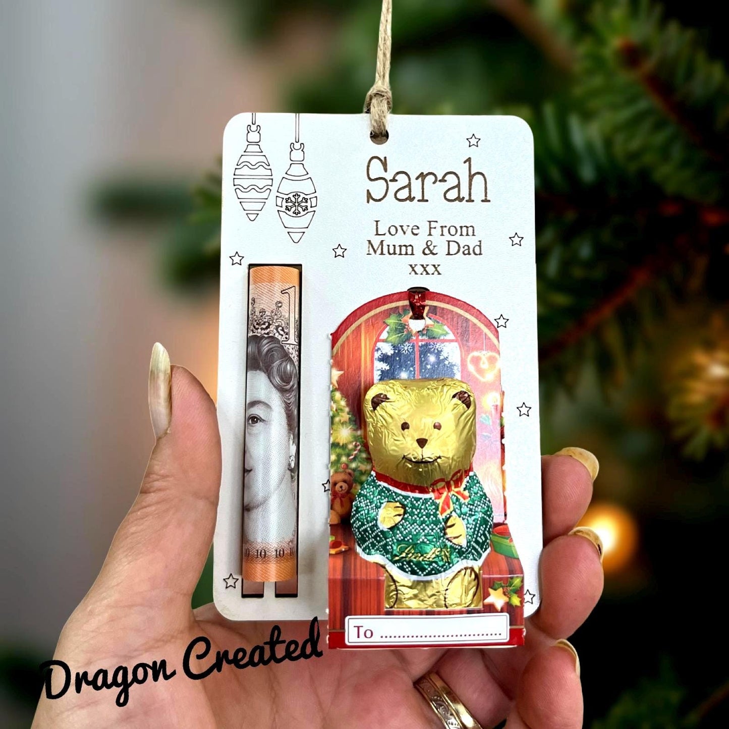 Christmas Money & Chocolate Envelope - Tree Ornament, Money Holder, Lindor Bear, Kinder Snowman