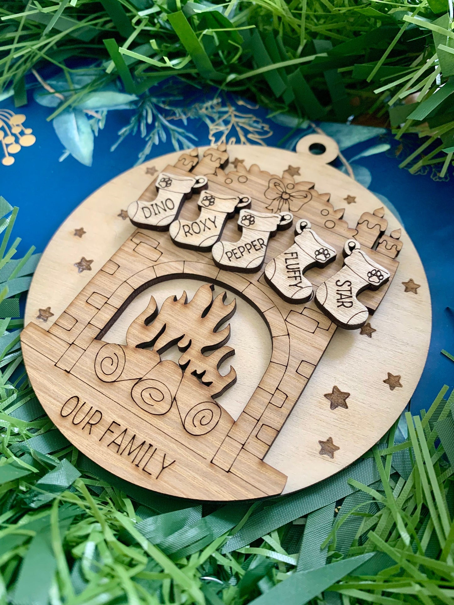 Personalised Pet Christmas Ornament: Family Tree Bauble, Up to 6 Stockings