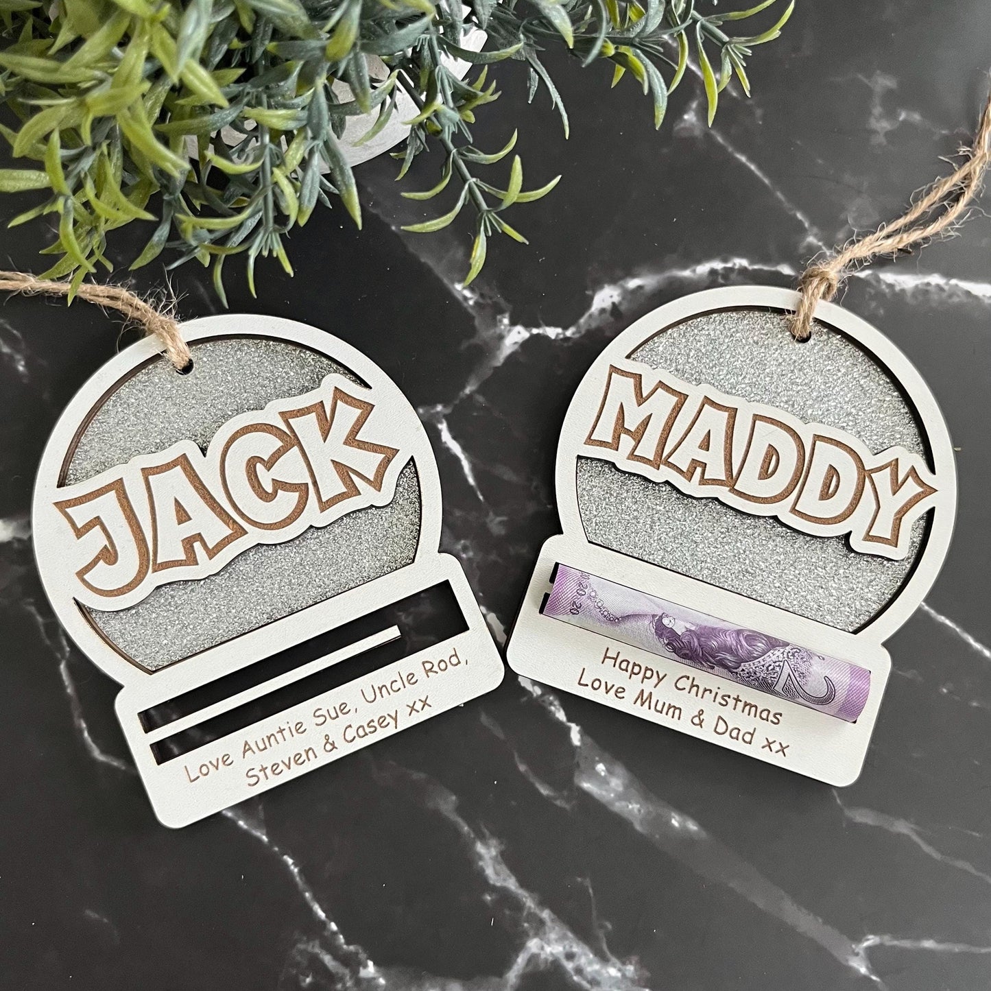 Personalised Birthday Money Holder: Sparkly Wooden Cash Gift Envelope.