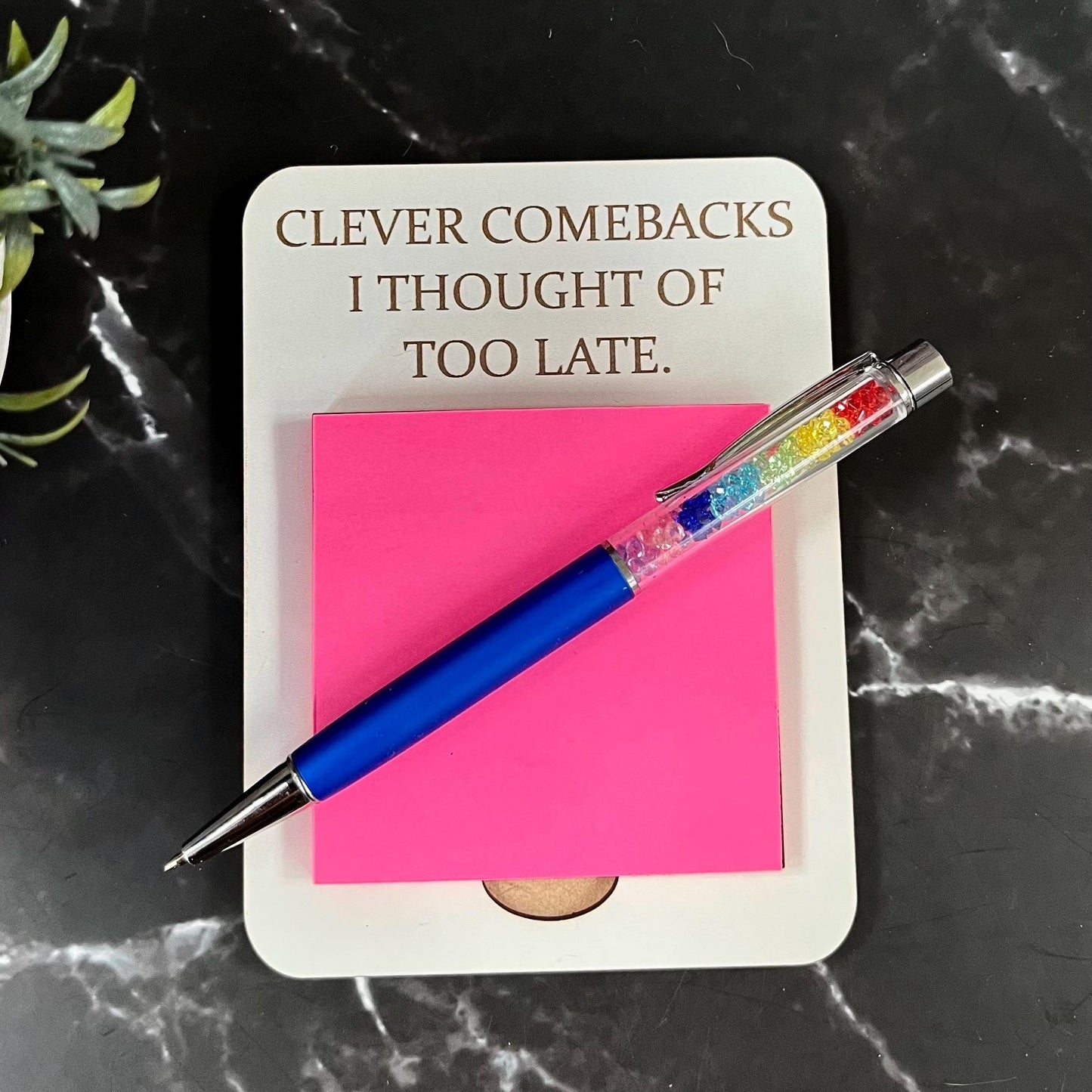 Note Pad, Wooden Post-It Note Holder: Sarcastic Desk Organizer, Funny Quote