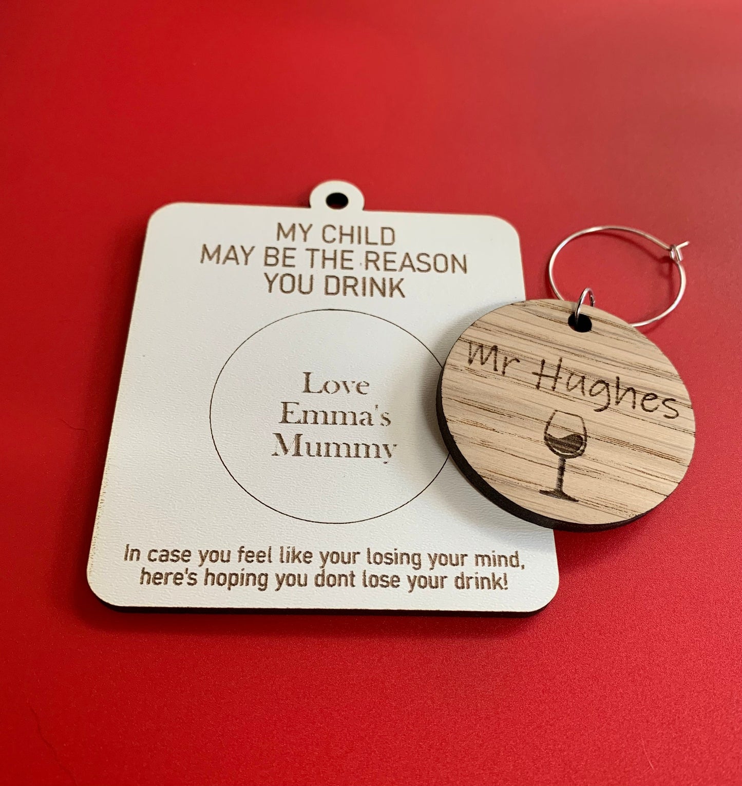 Teacher Wine Glass Charm & Bottle Tag Gift, Wine , Novelty Funny Cheeky Personalised Gift, Appreciation Gift, May Be The Reason You Drink,