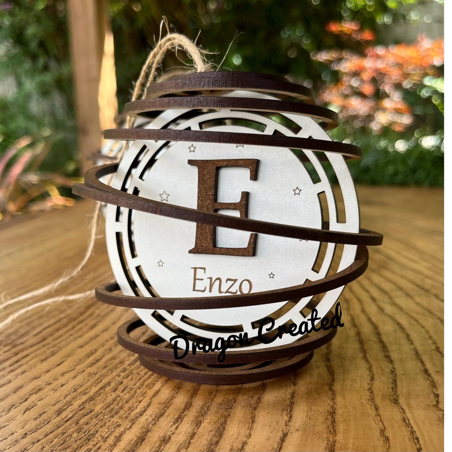 Personalised Initial Bauble: Laser Engraved Wood Ornament, Christmas Decoration, Tree Ornament.