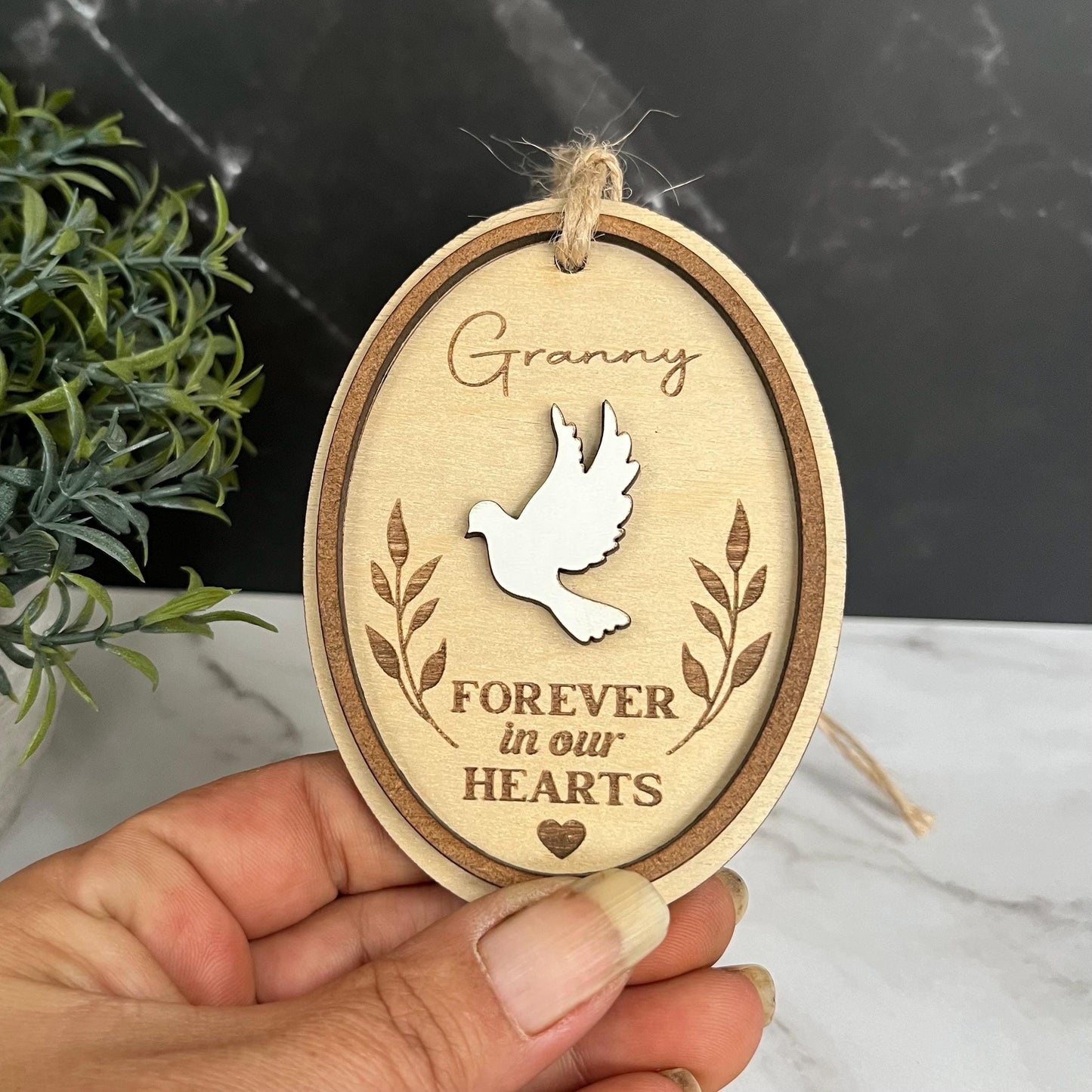 Personalised Memorial Ornament: Engraved Birch Wood Remembrance Bauble, Loved One, Christmas Decoration