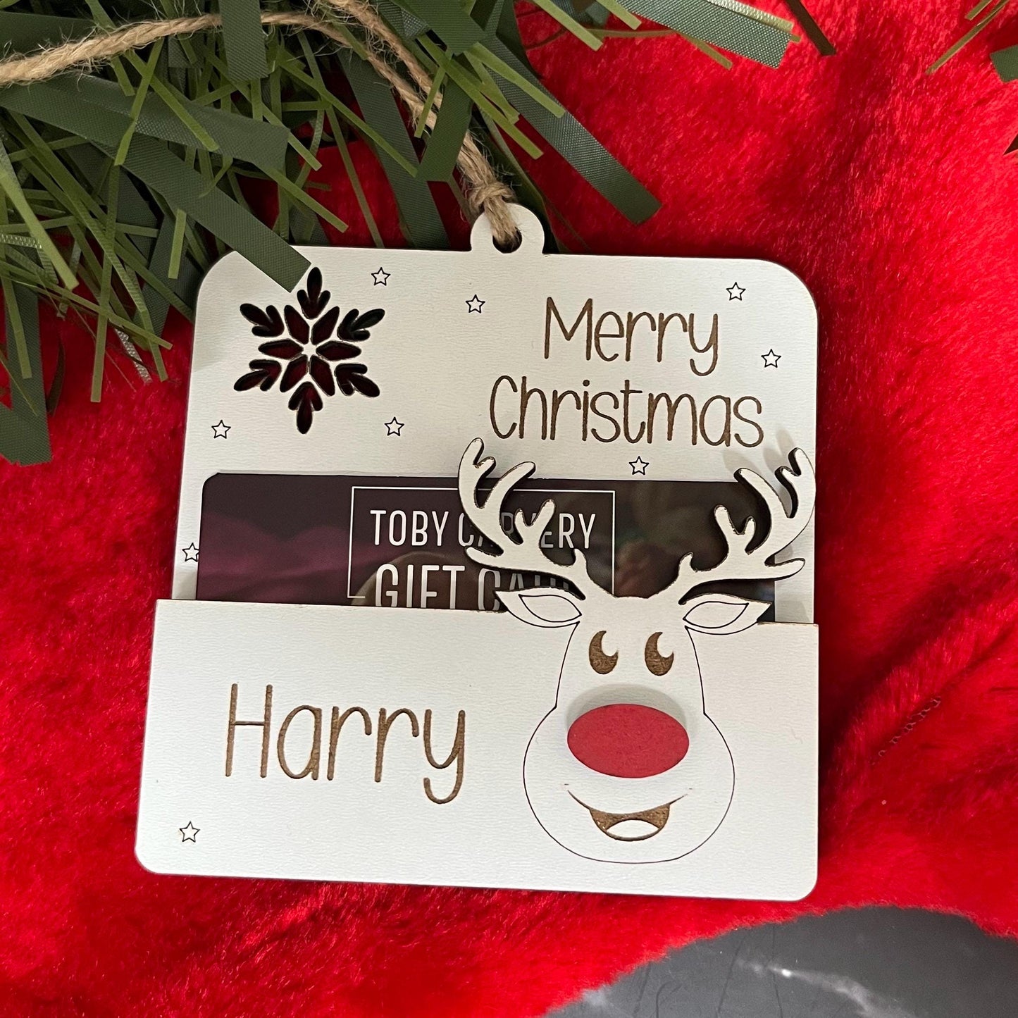 Gift Card Holder, Christmas Tree Ornament, Voucher Holder, Xmas Money Envelope, Wooden Personalised