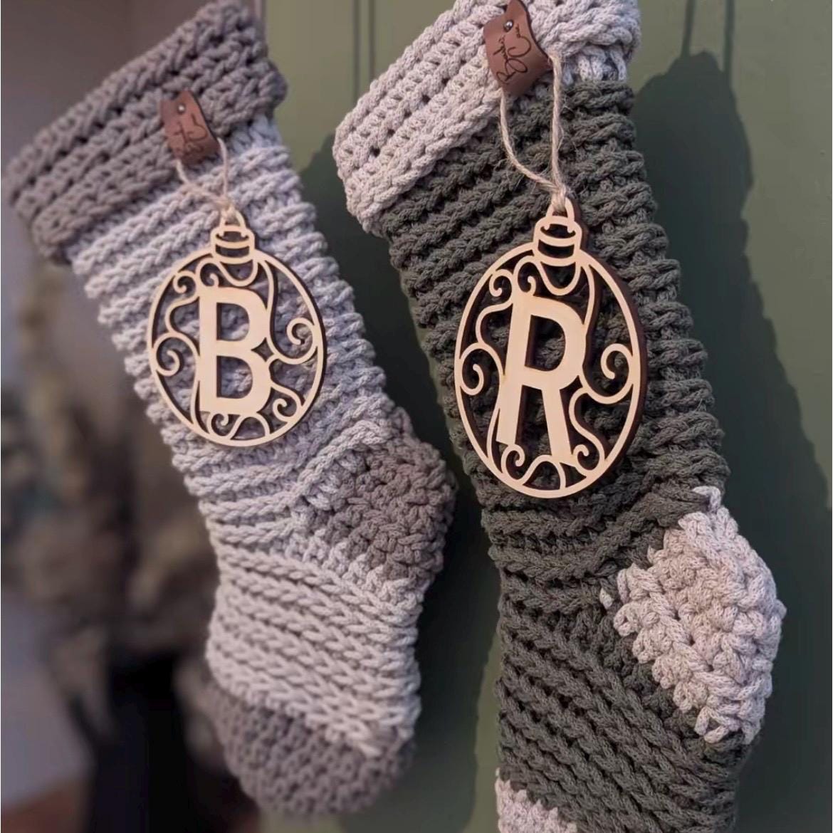 Personalised Wooden Letter Bauble: Initial Christmas Ornament, Stocking Tag