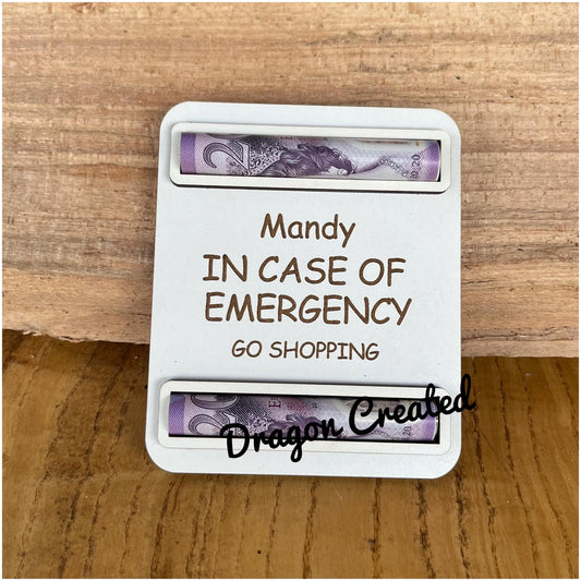 Personalised 'In Case of Emergency' Money Holder - Engraved Cash Gift