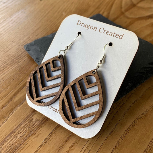 Light Dangle Wooden Earrings - Handmade hyper allergenic Earrings - Drop Earring - Dangly Silver