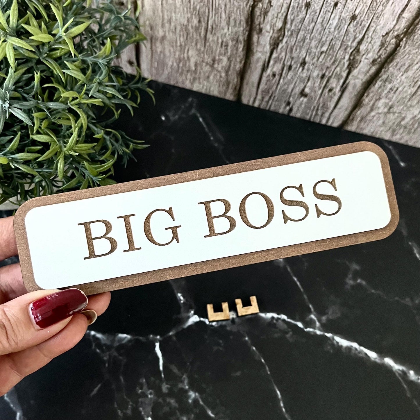Big Boss, Funny Wooden Desk Sign, Wooden Plaque, Office Joke Gift