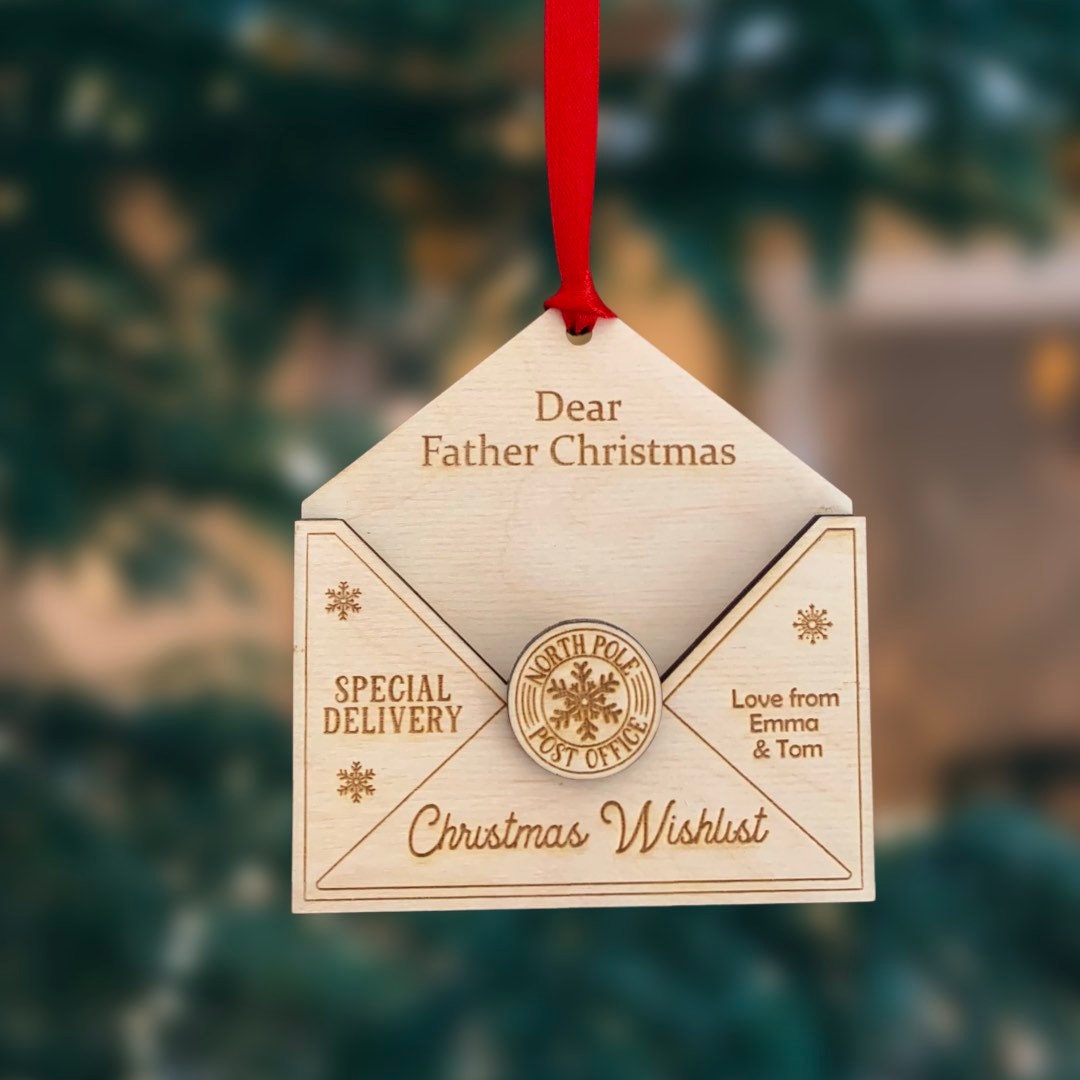 Santa Letter Holder, Father Christmas Wish List, Tree Decoration, Keepsake, 3D Holder
