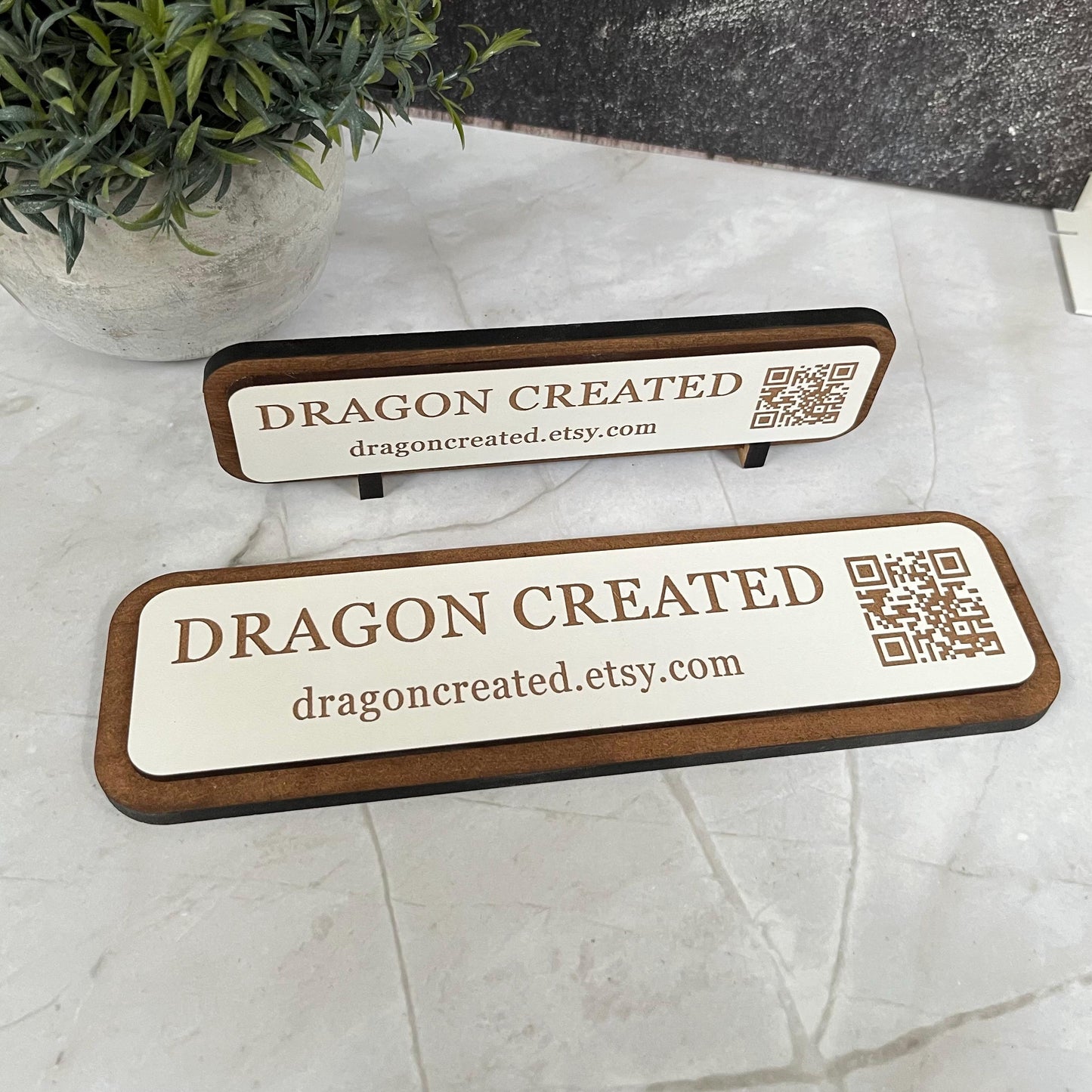Desk QR Code Display Stand: Social Media Advertising Sign, Craft Fair Display Plaque, Table Buisness Name Sign